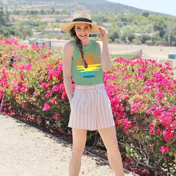 Sunrise Sunset Sunshine T Shirt for Women Outdoor Workout Hawaii Beach Sea Natur - Picture 2 of 6